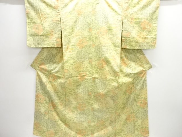 JAPANESE KIMONO / UNUSED TSUMUGI / WOVEN SNOWFLAK & CLASSICAL PATTERN 